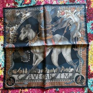 NWT Sabina Savage Silk Square Scarf in Cave Canem Blue